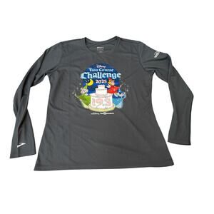 runDisney 2025 Two Course Challenge Womens L Long Sleeve Shirt Wine Dine Brooks